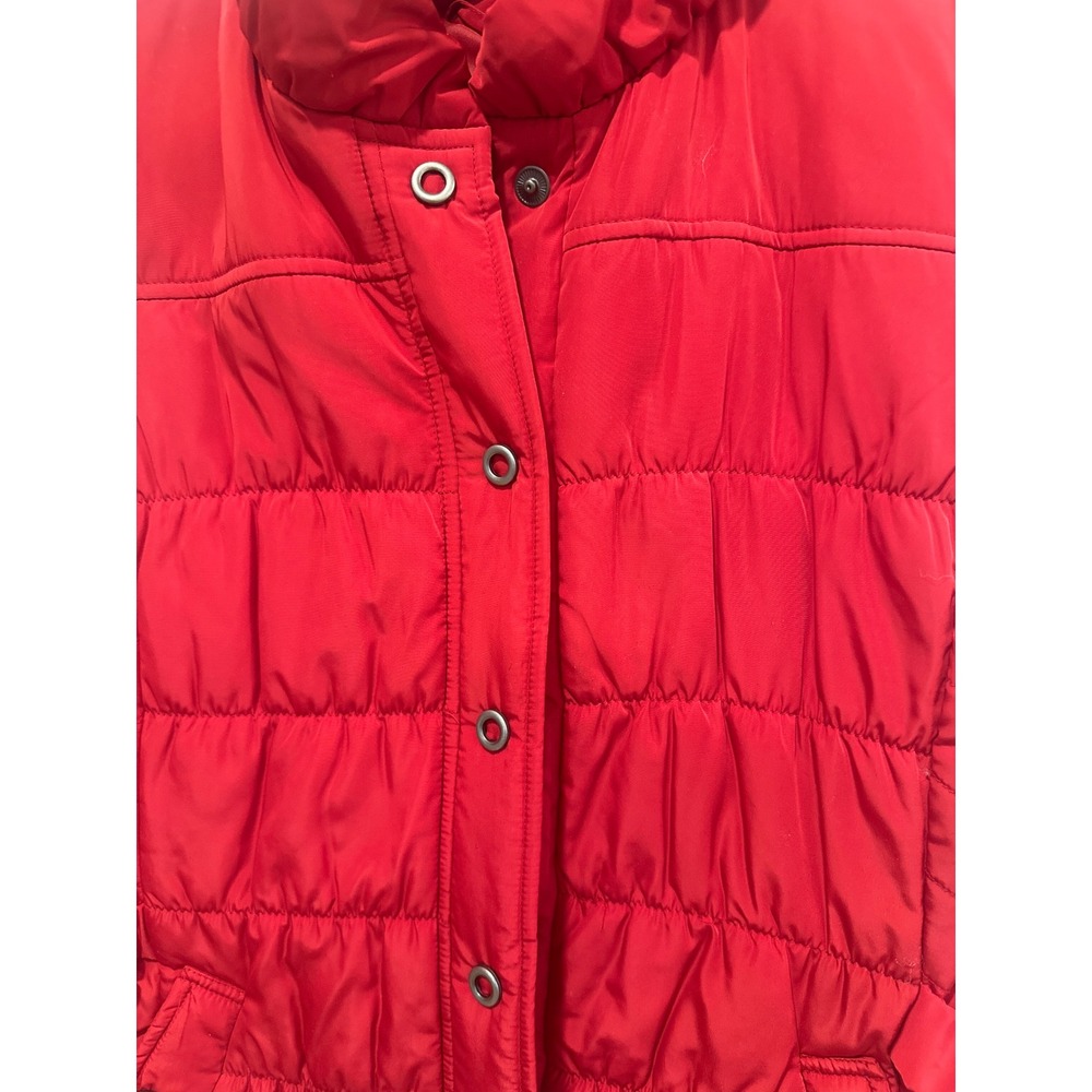 Tribal Poppy Red Quilted Puffer Vest Snap Front Side Buckles XL casual preppy - Picture 3 of 8